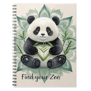 Caderno Espiral Chubby panda sentado num lótus possifica Zen
