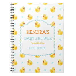 Caderno Espiral Chuva de Bebê Neutro Pato de Borracha