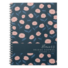Chuva de Noiva Boho Azul Marinho e Floral Rosa Per