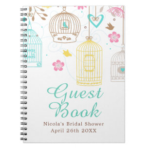Caderno Espiral Chuva de Noiva Floral Elegante Amarelo e Rosa