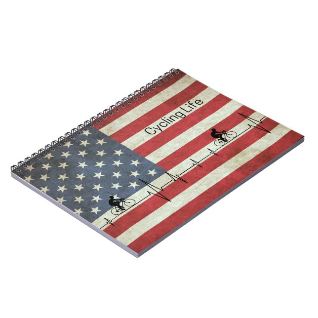 Caderno Espiral Ciclismo, Estrelas e Stripes (Left Side)