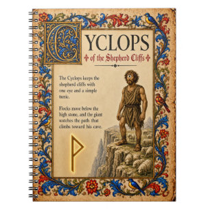 Caderno Espiral Cíclope, Arte de Bestiário Medieval