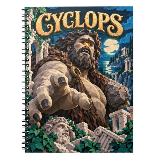 Caderno Espiral Cíclope, Monstro de Corte de Papel (Frente)