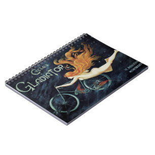 Caderno Espiral Ciclos Gladiador, Arte Nova Vitoriana Antiga