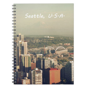 Caderno Espiral Cidade de Seattle. Vista da torre. Paisagem
