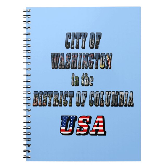 Caderno Espiral Cidade de Washington no Distrito de Columbia EUA (Frente)