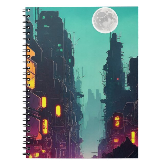 Caderno Espiral cidade neon (Frente)