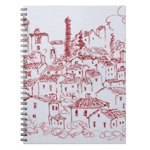 Caderno Espiral Cidade no topo da colina de Callian Sul da Franç