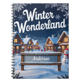 Caderno Espiral Cidadezinha de Neve Personalizada - Winter Wonderl
