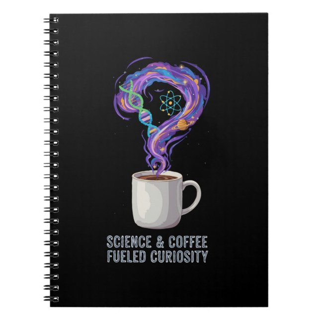 Caderno Espiral Ciência e Café Alimentam a Curiosidade (Frente)