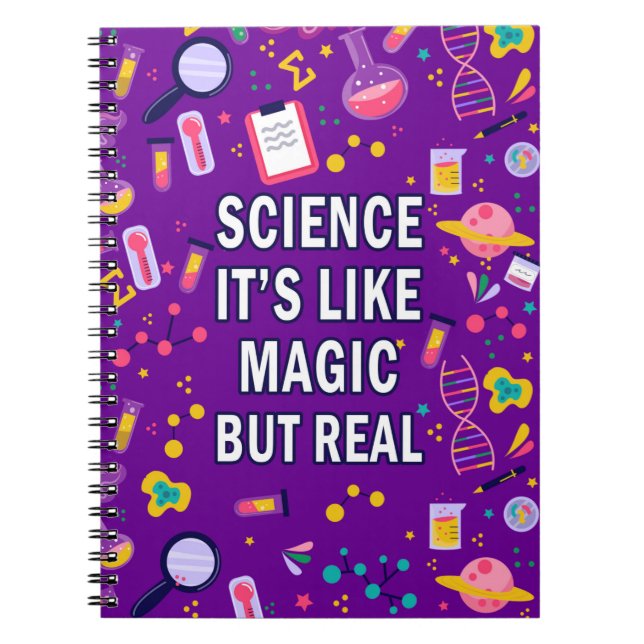 Caderno Espiral Ciência É Como Magia Mas Real (Frente)