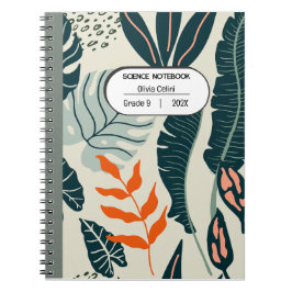 Caderno Espiral Ciência vibrante em laranja e verde