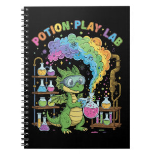Caderno Espiral Cientista Dragão Fofo Laboratório de Brincadeira