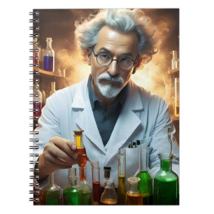 Caderno Espiral Cientista Num Laboratório Misturando Poções,