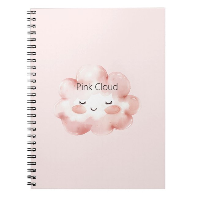 Caderno Espiral Cílios Feliz Nuvem Rosa (Frente)