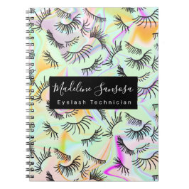 Caderno Espiral Cílios Salão De Beleza Padrão Holográfico