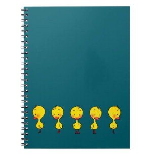 Caderno Espiral Cinco Bons Patos Amarelos de Cartoon