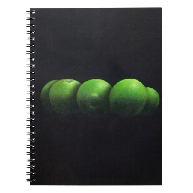 Caderno Espiral Cinco maçãs verdes (Frente)