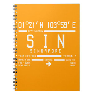 Caderno Espiral Cingapura - Código da Carta do Aeroporto de Changi