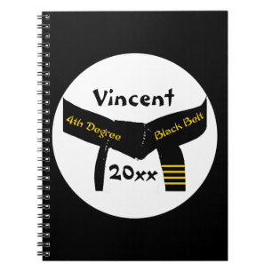 Caderno Espiral Cinturão negro do grau das artes marciais quarto