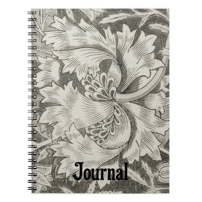 Caderno Espiral Cinza Barroca Diário Floral (Frente)