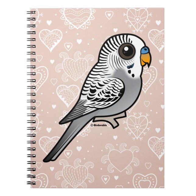Caderno Espiral Cinza Budgie de Birdorable (Frente)
