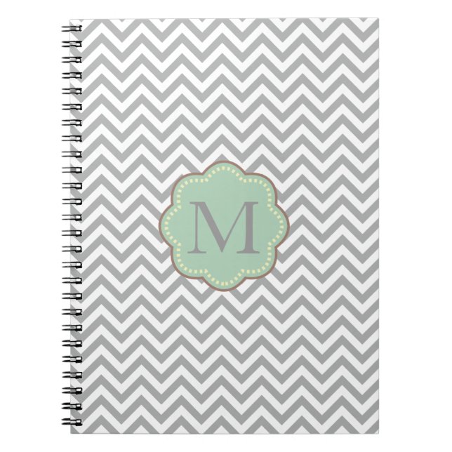 Caderno Espiral Cinza Chevron (Frente)