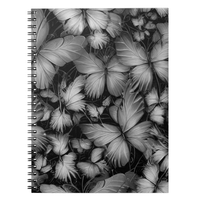 Caderno Espiral Cinza das Borboletas (Frente)