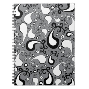 Caderno Espiral cinza de abstrato e padrão de salsicha de Tulip br