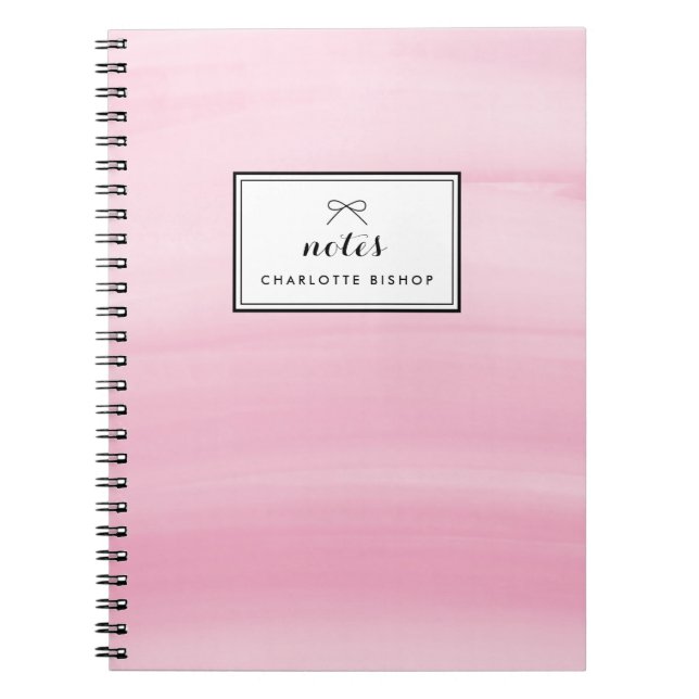 Caderno Espiral Cinza de Água Cor Rosa Chic Lavar Moderno (Frente)