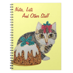 Caderno Espiral cinza de gatinho fofo lambendo gato-de-pata