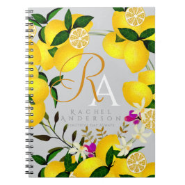 Caderno Espiral Cinza de Lemon Monogramas