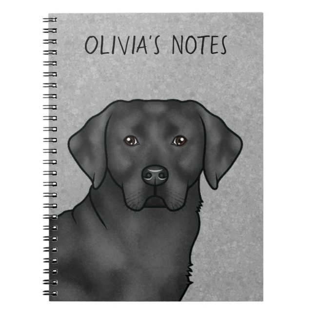 Caderno Espiral Cinza de Nome Personalizado do Cachorro de Retriev (Frente)