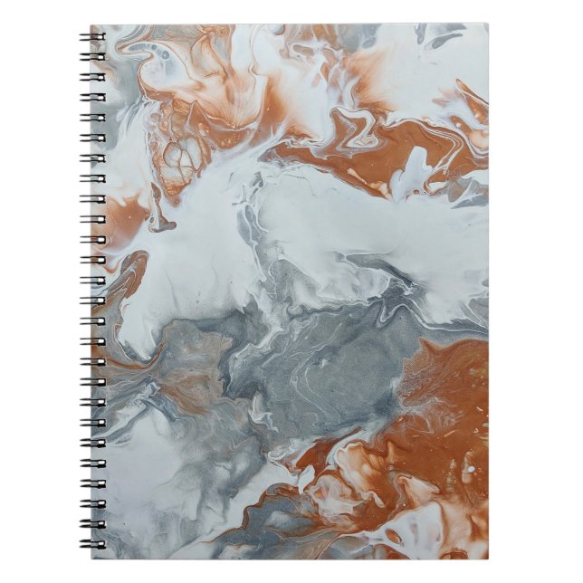 Caderno Espiral Cinza de pintura acrílica de cobre Fundo de Abstra (Frente)