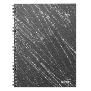 Caderno Espiral Cinza e Prata Moderno de Marble Strike Designer