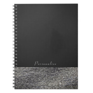 Caderno Espiral Cinza e Prata Moderno Glam Sequins Chique Elegante