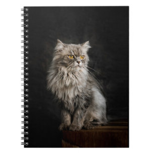 Caderno Espiral Cinza Fluffy Cat