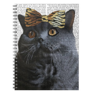 Caderno Espiral Cinza Gato com Arco-Leopardo