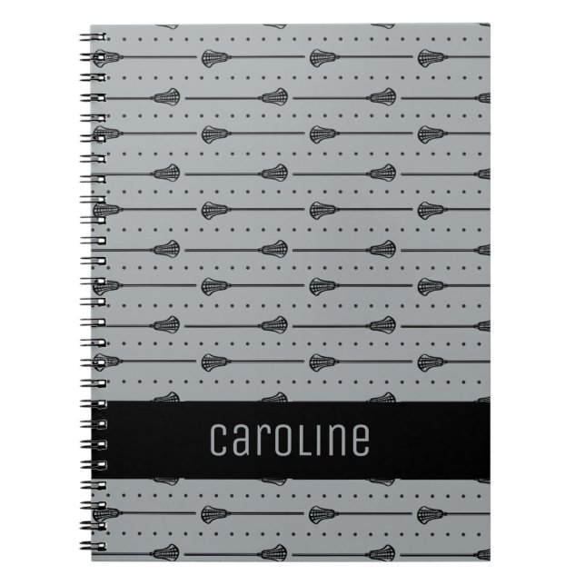 Caderno Espiral Cinza Lacrosse Black Sticks & Dotks (Frente)