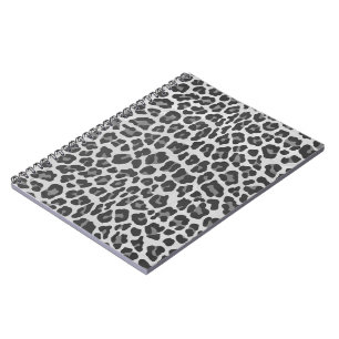Caderno Espiral Cinza Leopard e Impressão Cinza Claro