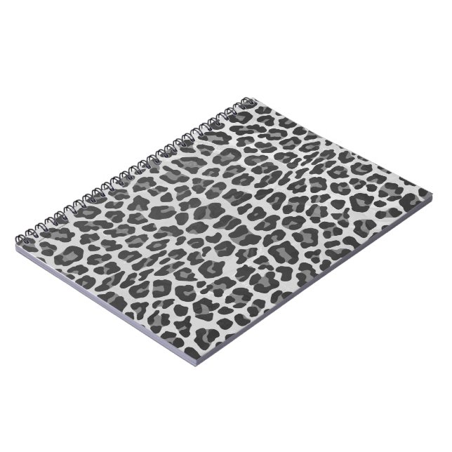 Caderno Espiral Cinza Leopard e Impressão Cinza Claro (Left Side)
