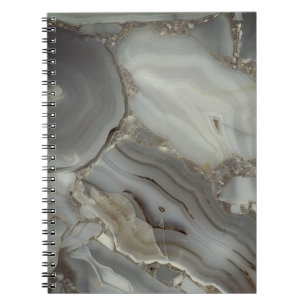 Caderno Espiral Cinza Marble com Veia Dourada
