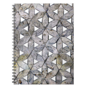 Caderno Espiral Cinza natural Stone Mosaic, flor da vida