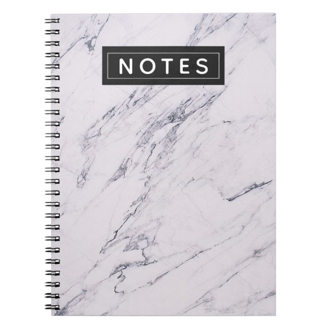 Caderno Espiral Cinza Negra Branca de Marble Moderna Personalizada (Frente)