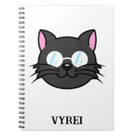 Caderno Espiral Cinza Preta de Gato Negro  Óculos para Vestir Gato