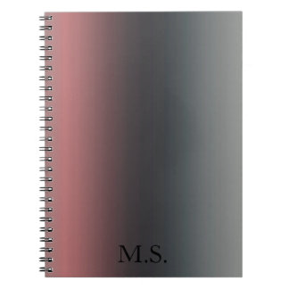 Caderno Espiral Cinza, rosa, gradiente preto, Ombre.