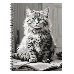 Caderno Espiral Cinza Tabby Cat