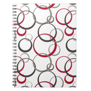 Caderno Espiral Cinza Vermelha Círculos brancos