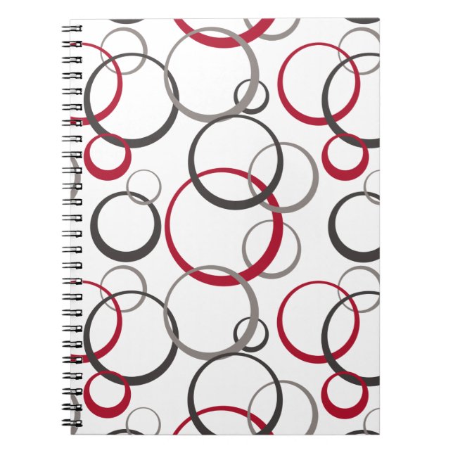 Caderno Espiral Cinza Vermelha Círculos brancos (Frente)