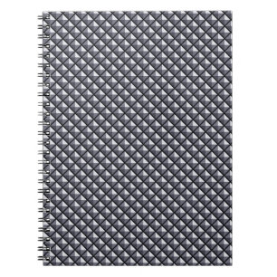 Caderno Espiral Cinzas de metal, aspecto metálico, grelha estendid